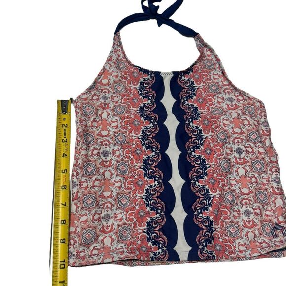 Cabana Life Pink Halter Top Tankini Long Bikini Pink and Navy Blue Patterned - Picture 16 of 16